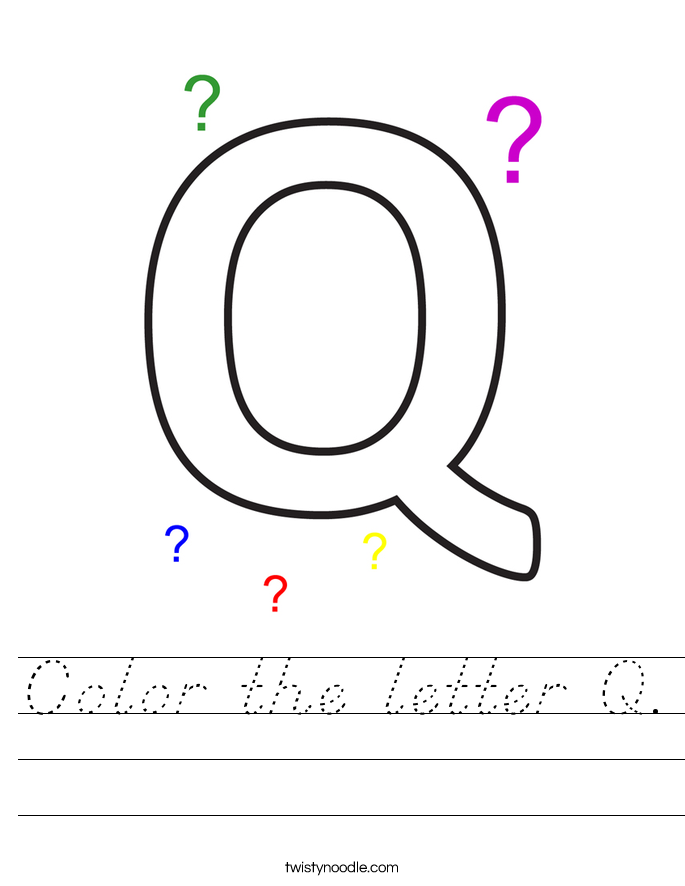 color the letter q worksheet dnealian twisty noodle