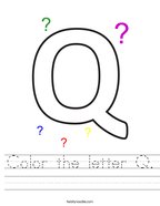 Color the letter Q Handwriting Sheet