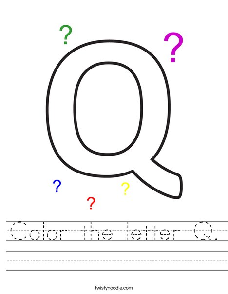 color the letter q worksheet twisty noodle