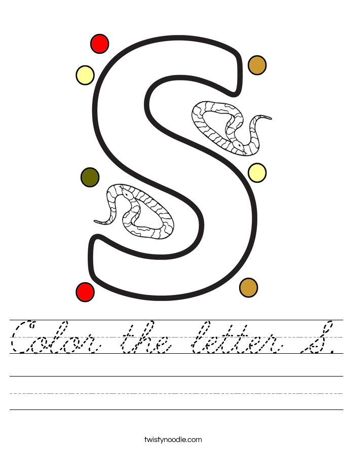 Color the letter S. Worksheet