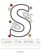 Color the letter S Handwriting Sheet