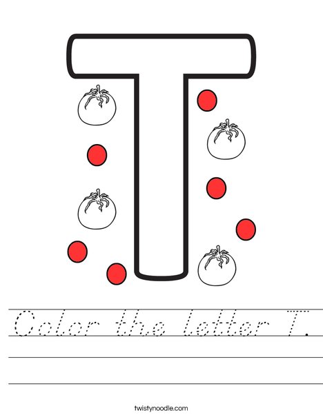 Color the letter T. Worksheet