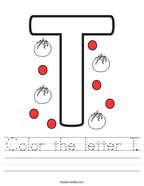 Color the letter T Handwriting Sheet