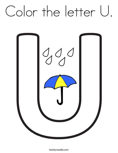 color the letter u coloring page twisty noodle