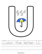 Color the letter U Handwriting Sheet