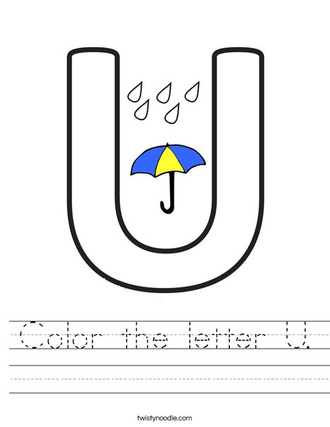 color the letter u worksheet twisty noodle