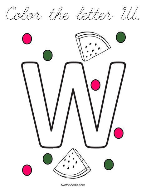 Color the letter W. Coloring Page