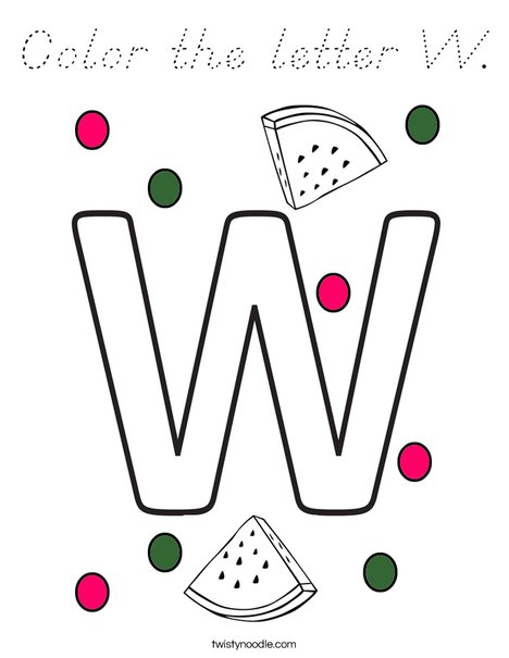 Color the letter W. Coloring Page