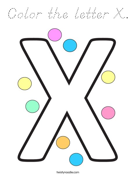 Color the letter X. Coloring Page