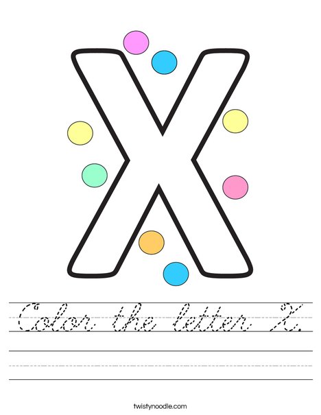 Color the letter X. Worksheet