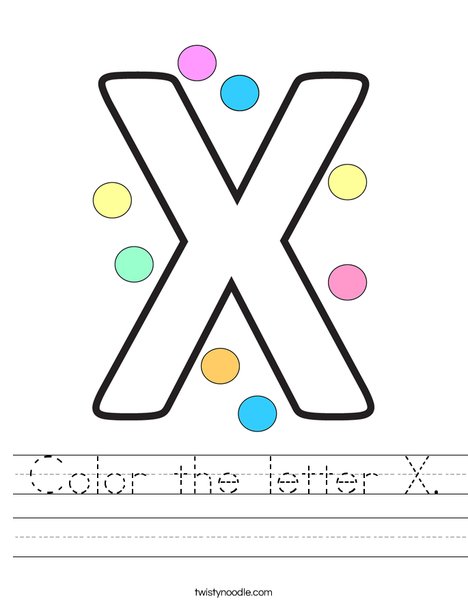 Color the letter X. Worksheet