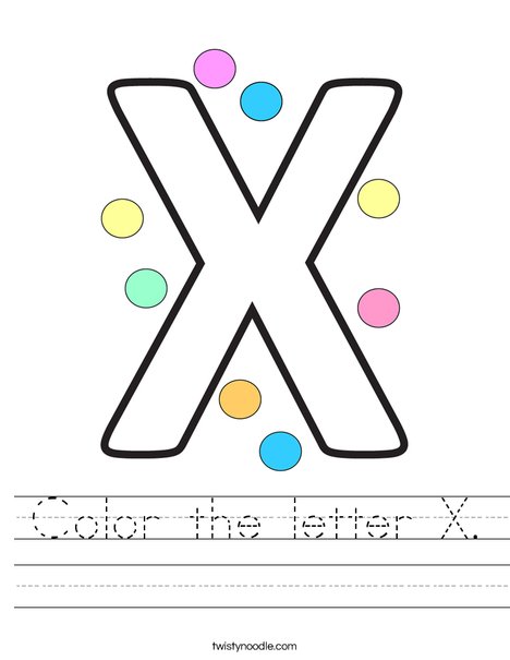 color the letter x worksheet twisty noodle