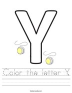 Color the letter Y Handwriting Sheet
