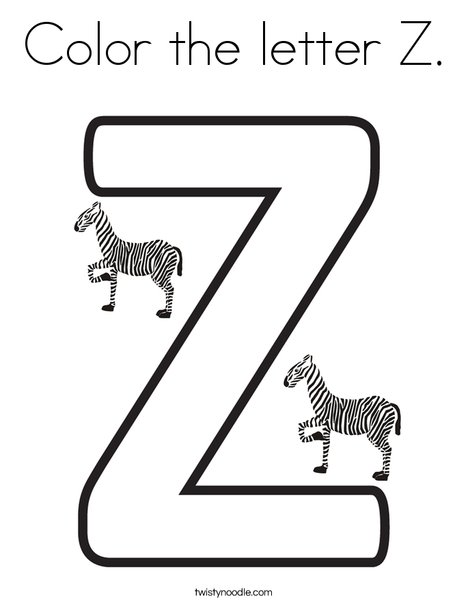 Color The Letter Z Coloring Page - Twisty Noodle