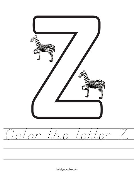 Color the letter Z. Worksheet