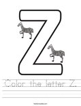 Color the letter Z. Worksheet