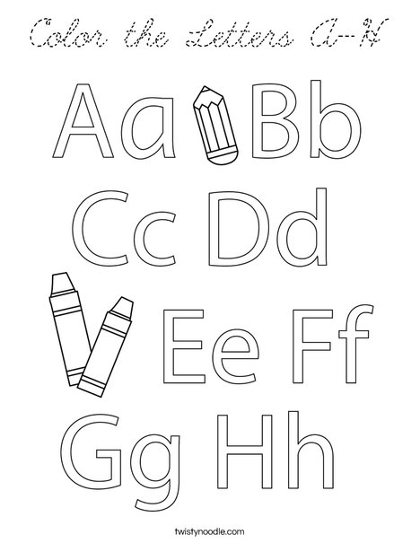 Color the letters A-H Coloring Page