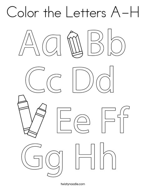 Color the letters A-H Coloring Page