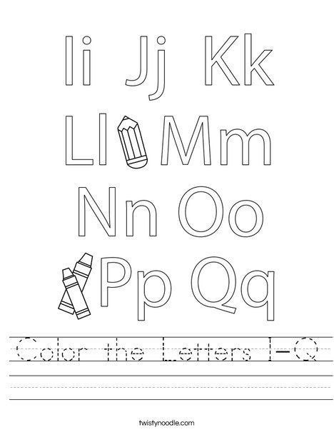 Color the Letters I-Q Worksheet