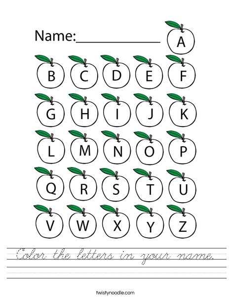 Color the letters in your name. Worksheet