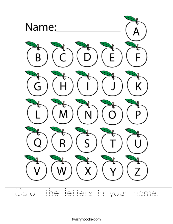 Color the letters in your name. Worksheet