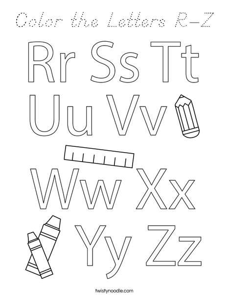 Color the Letters R-Z Coloring Page