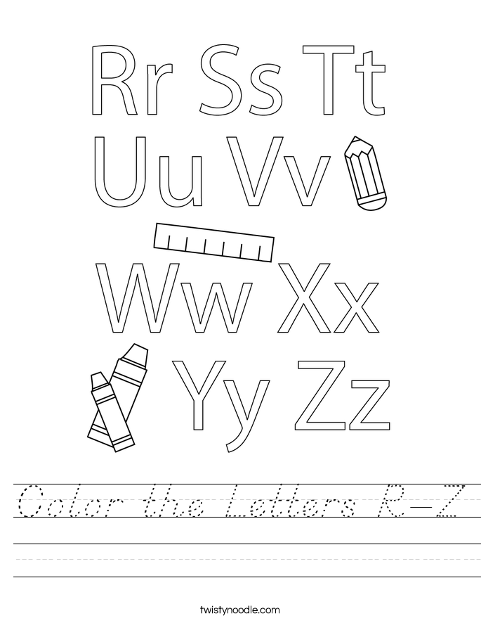 Color the Letters R-Z Worksheet