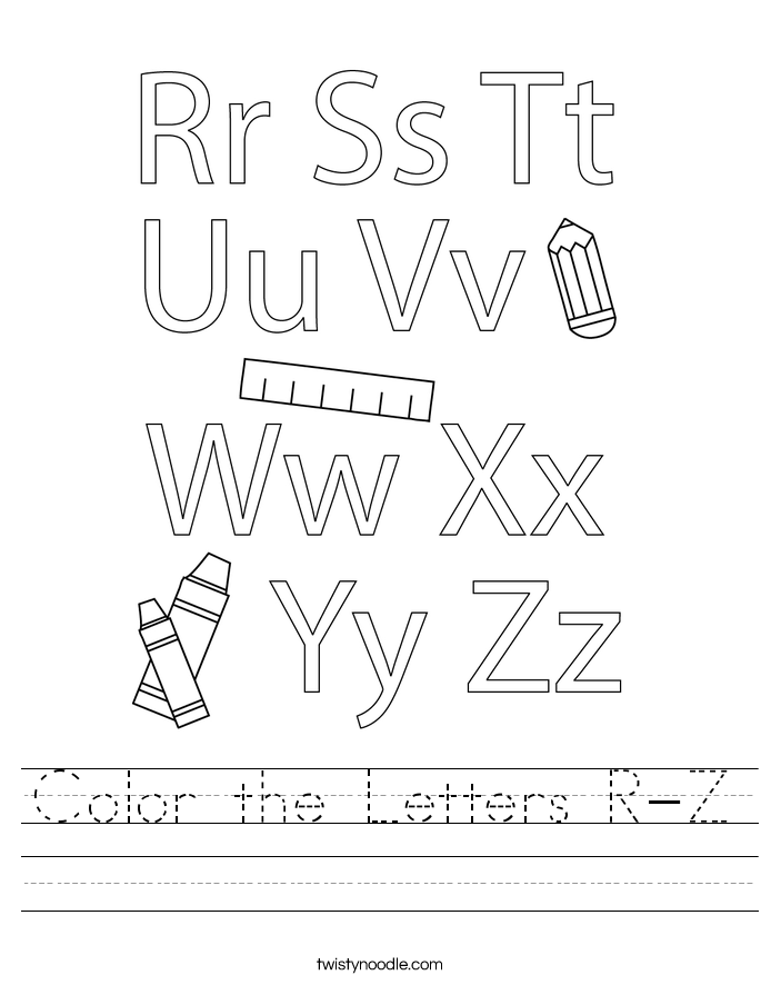 Color the Letters R-Z Worksheet