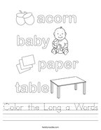Color the Long a Words Handwriting Sheet