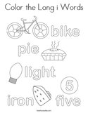 Color the Long i Words Coloring Page