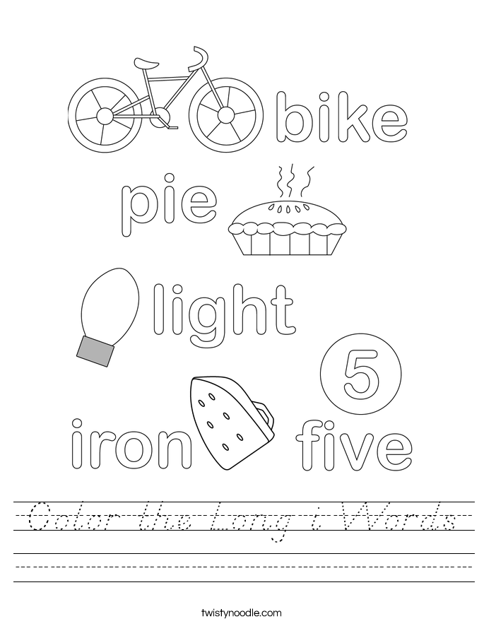 Color the Long i Words Worksheet