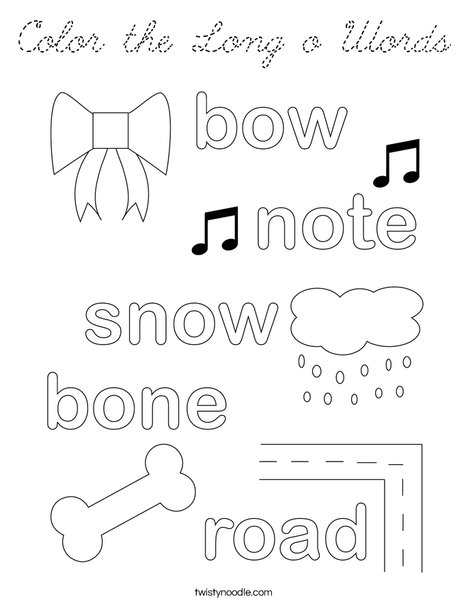 Color the Long o Words. Coloring Page