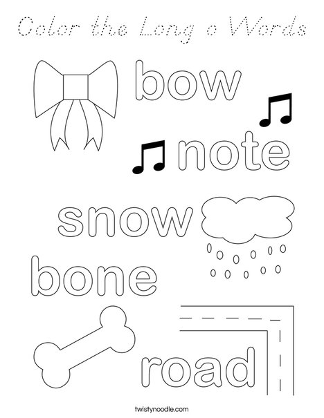 Color the Long o Words. Coloring Page