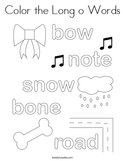 Color the Long o Words Coloring Page