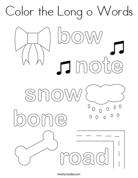 Color the Long o Words. Coloring Page