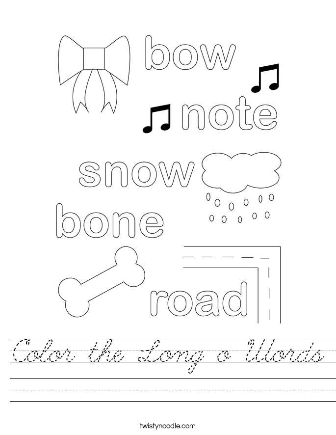 Color the Long o Words Worksheet