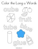 Color the Long u Words Coloring Page