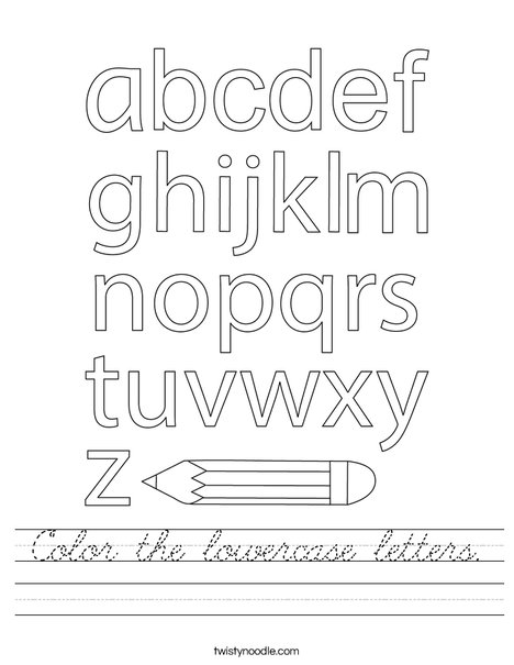 Color the lowercase letters. Worksheet
