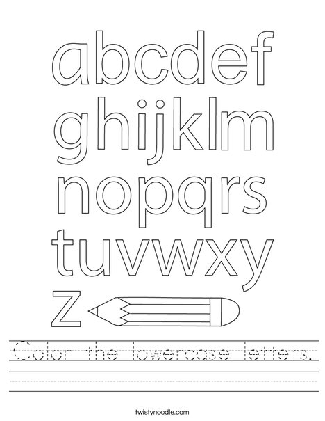 Color the lowercase letters. Worksheet