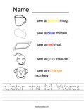 Color the M Words Worksheet