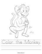 Color the Monkey Handwriting Sheet