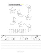 kindergarten worksheets letter m Color the M's Handwriting Sheet