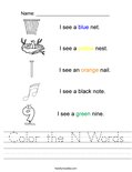 Color the N Words Worksheet