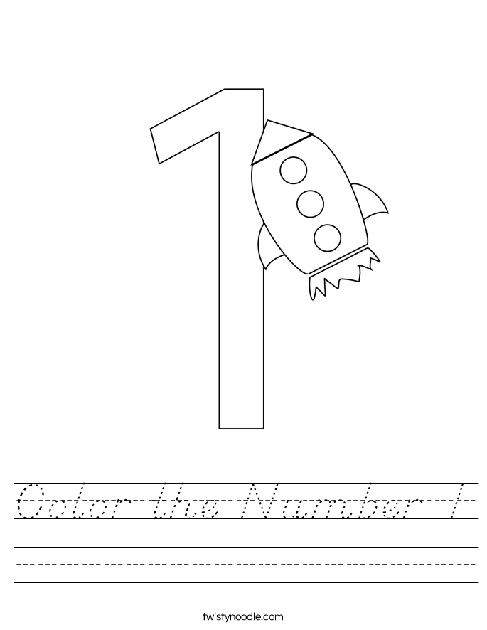 Color the Number 1 Worksheet
