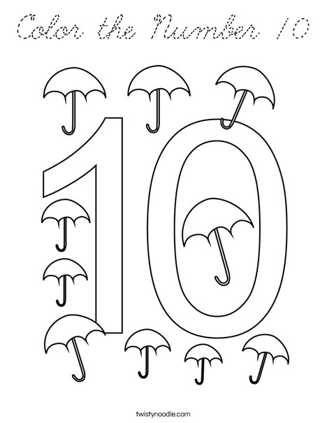 Color the Number 10 Coloring Page