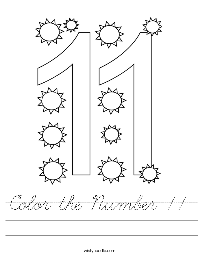 Color the Number 11 Worksheet