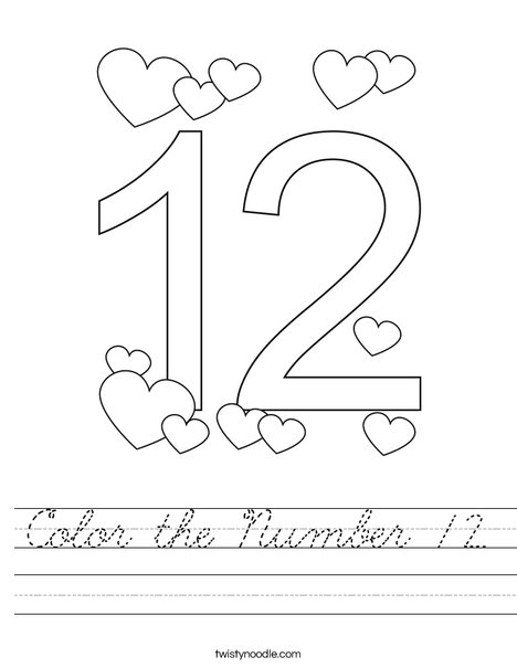 Color the Number 12 Worksheet