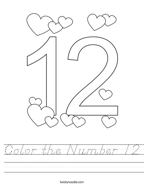 Color the Number 12 Worksheet