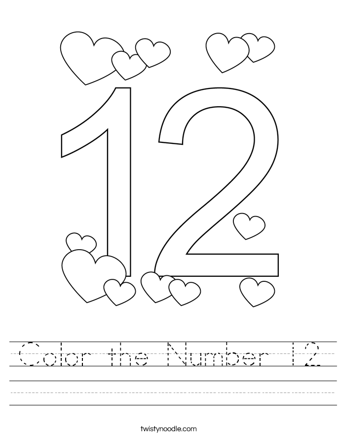 Color the Number 12 Worksheet
