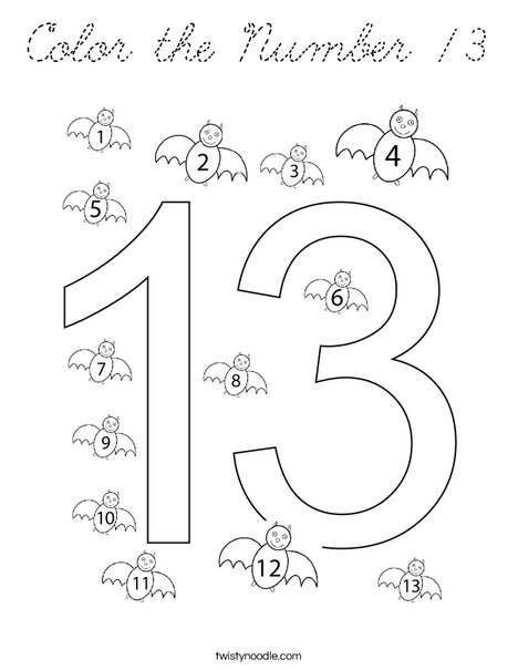 Color the Number 13 Coloring Page